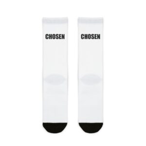Chosen Sublimation Crew Socks, Trendy Athletic Socks, Unique Gift for Sports Lovers, Everyday Comfort Wear, Stylish Footwear Accessory