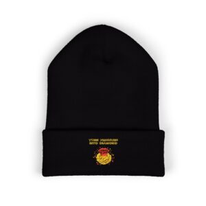 Turn Pressure Into Diamond Embroidered Beanie — Motivational Knit Hat