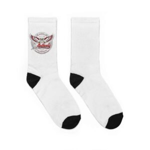 "LeAnthonyBrand" Embroidered Winged Badge Crew Socks — Personalized “Anthony” White Padded Socks