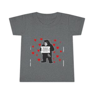 Toddler T-Shirt — Cute Bear Holding Sign with Hearts | Valentine’s Day Kids Tee