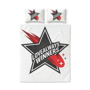 “Love Always Winners” Star Graphic Quilt Cover Set – 3-Piece Bedding