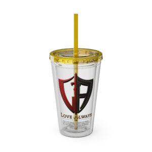 Love Always Shield Tumbler with Straw — 16oz Clear Cup