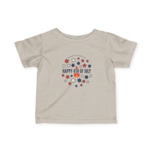 Infant Tee — "Happy 4th of July" Stars & Fireworks Baby T‑Shirt