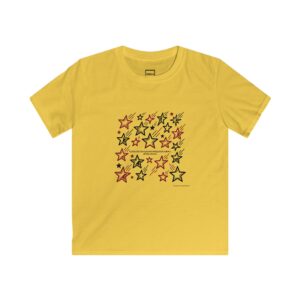 Kids Star Pattern Tee — Red & Black Doodle Stars Shirt for Children