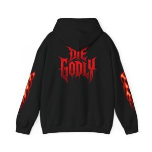 Die Godly Hoodie — Flame Sleeve Graphic Pullover