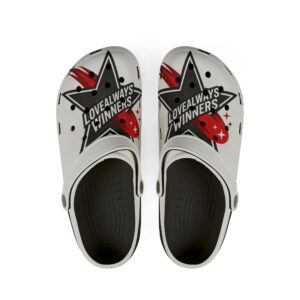 LeAnthonyBrand "🏆"White EVA Foam Clogs – 'Love Always Winners' Star Graphic Slip-On Shoes