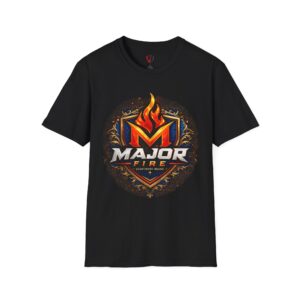 Major Fire Gaming T-Shirt — Flame Crest Logo Tee for Esports Fans