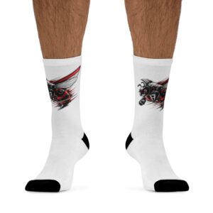 "LeAnthonyBrand"Racing Helmet Graphic Socks — Recycled Polyester Athletic Crew Socks