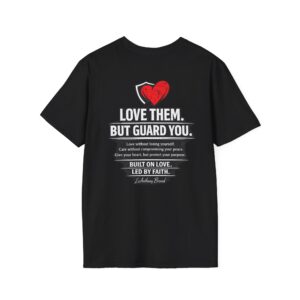 T-Shirt — "Love Them but Guard You" Heart Graphic