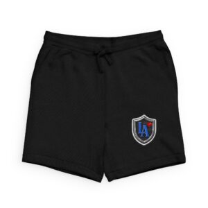 LA Shield Logo Sweatshorts — Casual Black Fleece Athletic Shorts