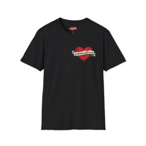 Heart Tattoo Graphic T-Shirt — Retro Red Heart with Banner Text