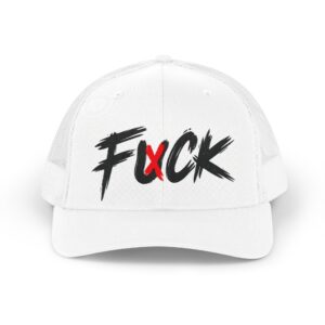 Trucker Hat — 'F*ck' Bold Script Design (Red X)