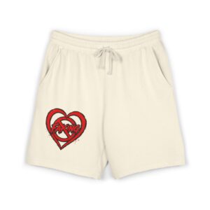 Heart Logo Fleece Sweat Shorts — Lightweight Garment-Dyed Lounge Shorts with Red Heart ‘Faking’ Design