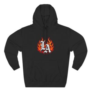 Flaming LA Hoodie — Retro Fire Los Angeles Graphic Fleece Hoodie