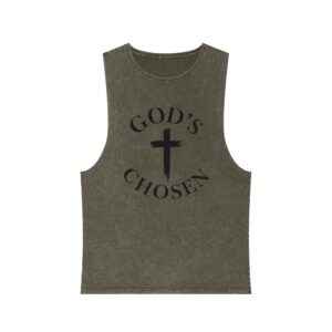 God's Chosen Stonewash Tank Top — Faith Cross Graphic