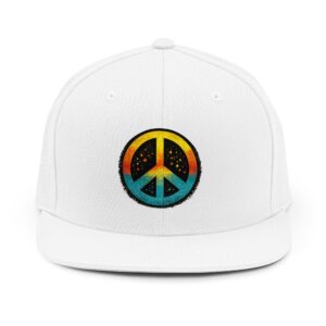 Retro Peace Sign Snapback Hat — Colorful Boho Hippie Cap