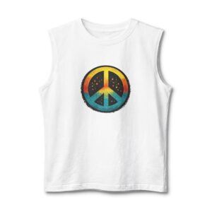 Peace Don't Require Permission Muscle Tank — Retro Peace Sign Graphic