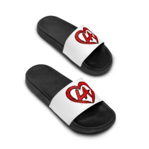Men's Slide Sandals with Red Graffiti Heart Logo — Casual Beach & Pool Slides