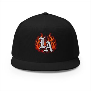 LA Flames Trucker Cap — Retro Gothic Flame Logo 5-Panel Mesh Hat