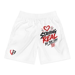 Jogger Shorts — "Staying Real by the Day" Athletic Graphic