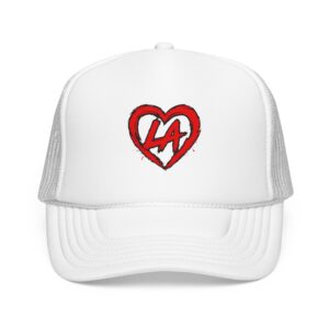 LA Heart Trucker Hat — Red Heart Logo Foam Cap