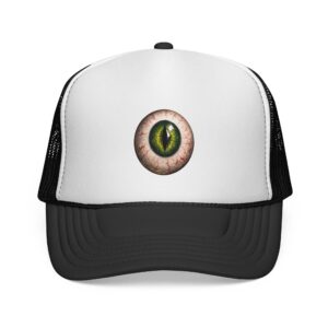 Trucker Cap with Green Dragon Eye Embroidery – Creepy Fantasy Snapback