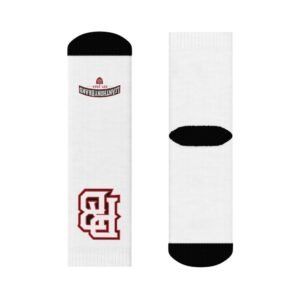 Burgundy Monogram Crew Socks — Reathom/Bradford Logo Athletic Socks