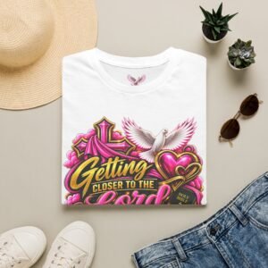 Getting Closer to the Lord T-Shirt — Christian Dove & Heart Faith Graphic Tee