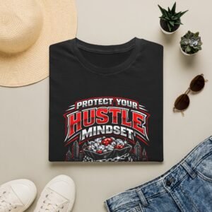Hustle Graphic T-Shirt — Motivational Money & Cityscape Design