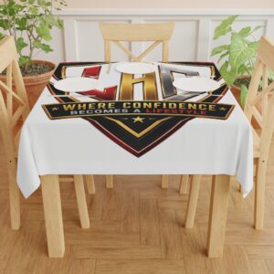 Tablecloth — LAB Shield Logo "Where Confidence Becomes a Lifestyle"