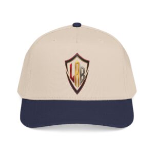 Embroidered Shield Logo Baseball Cap — Classic Two-Tone Mid Profile Hat