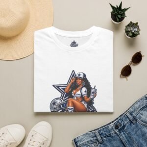 Cowboys Cheerleader Graphic T-Shirt — "Go Cowboys" Football Fan Tee